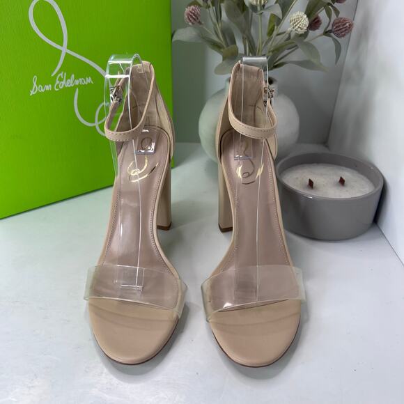 Sam Edelman Yaro Ankle Strap Block Heel Sandal Buckle Almond Women's 9.5 M - Picture 2 of 11